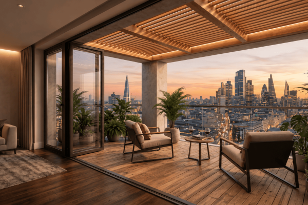 Pergola gỗ thông ngoài trời Lavie Pine cho ban công và Penthouse