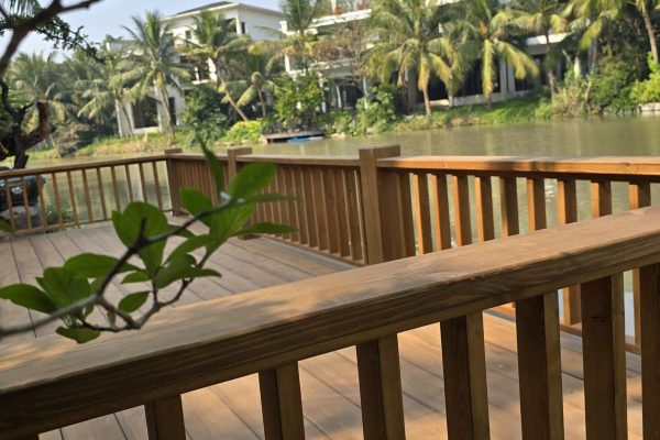 Sàn câu gỗ thông có lan can